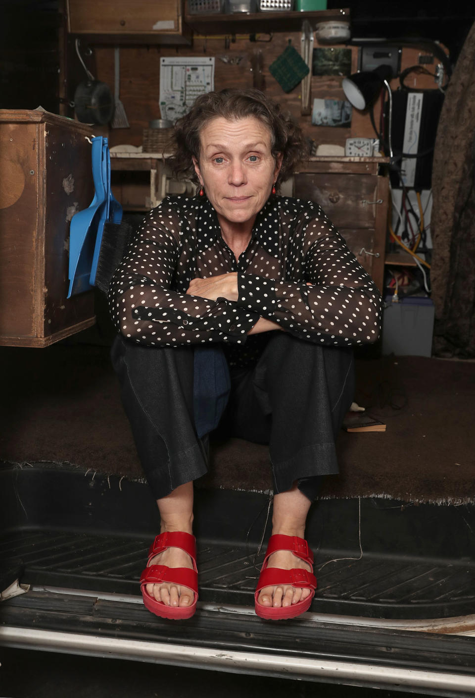 <p>Frances McDormand attended the drive-in premiere of her latest film <em>Nomadland</em> in Los Angeles.</p>