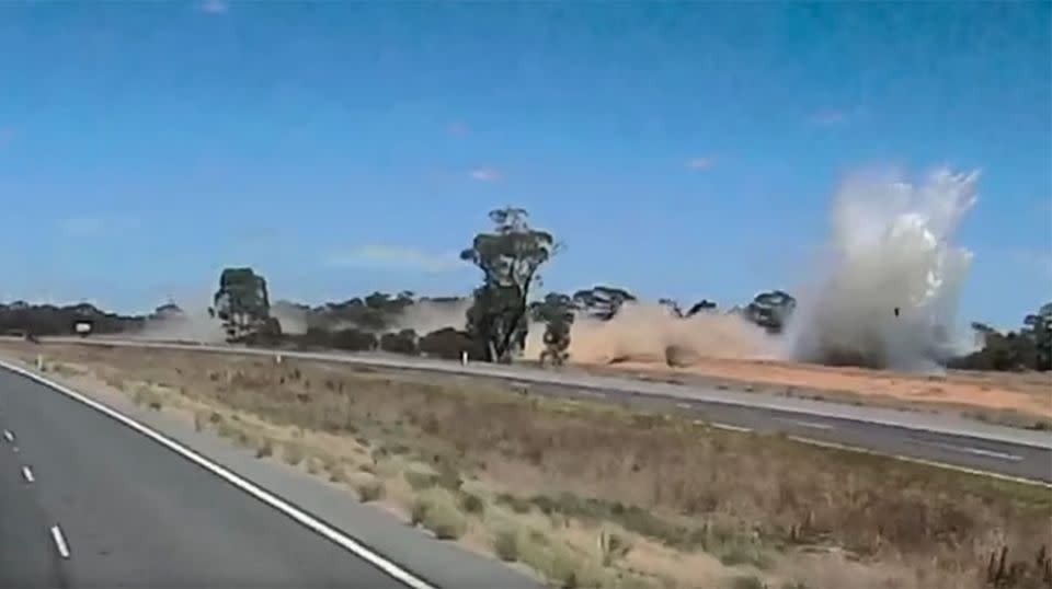 The soup truck was blanketed by a huge wave. Source: YouTube