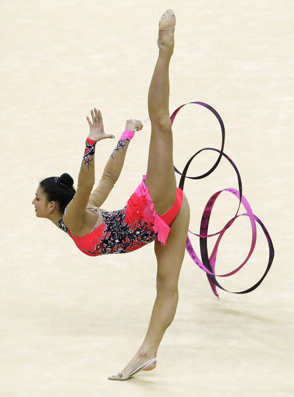 LONDON, ENGLAND - JANUARY 18: Dora Vass of Hungary in action in the Individual All-Around Final during the FIG Rhythmic Gymnastics at North Greenwich Arena on January 18, 2012 in London, England. (Photo by Ian Walton/Getty Images)