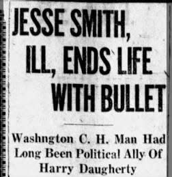 A clipping from the Gazette concerning Jesse Smith's suicide.