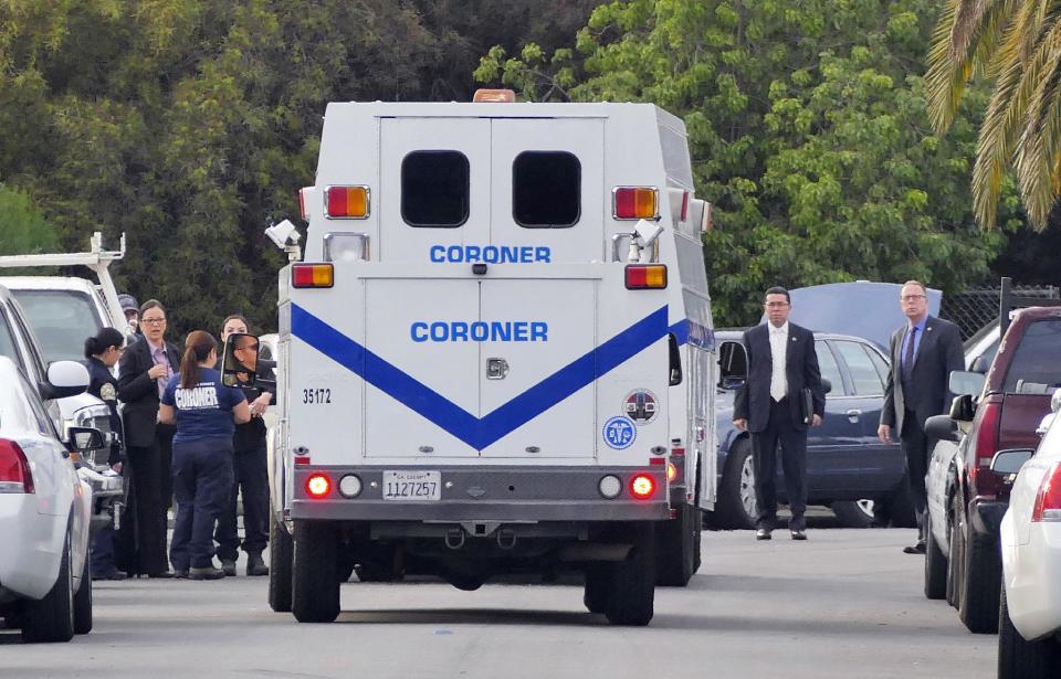 Officials investigate a home in the Lennox area of Los Angeles as they search for Lisa Marie Naegle, Tuesday, Dec. 20, 2016. Los Angeles police have arrested a man for investigation of murder and are searching his home for the body of a former reality TV show contestant who went missing over the weekend. (Brad Graverson/The Daily Breeze via AP)