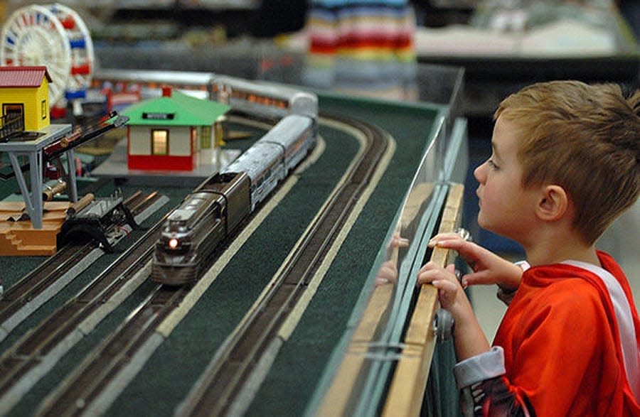 A youngster checks out a model train at a previous edition of the Florida Model Train Show and Sale. The event returns this weekend to the Volusia County Fairgrounds in DeLand.
