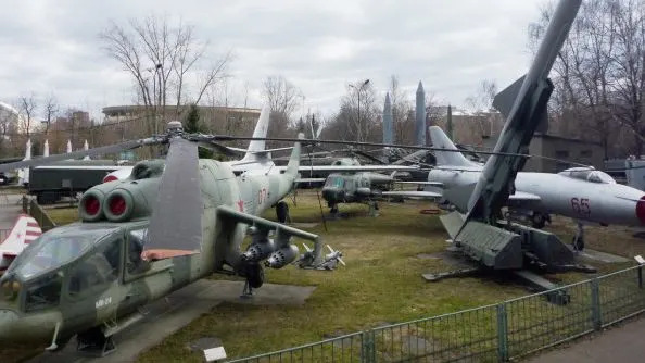 military hardware on display in the outdoor potion of the central museum of armed forces, moscow, russia, april 2011