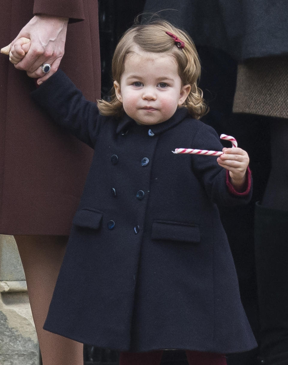 BUCKLEBURY, BERKSHIRE - DECEMBER 25:  Princess Charlotte of Cambridge attends Church on Christmas Day on December 25, 2016 in Bucklebury, Berkshire.  (Photo by Samir Hussein/Samir Hussein/WireImage)