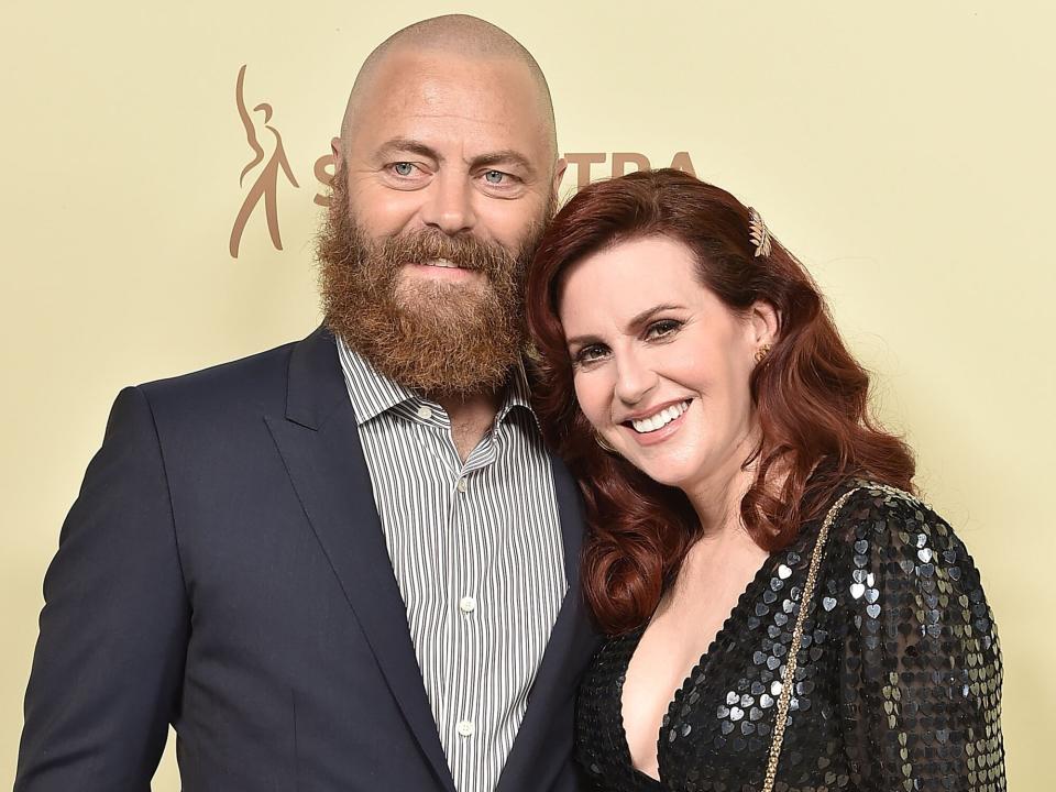 Nick Offerman and Megan Mullally attend The Hollywood Reporter And SAG-AFTRA Celebrate Emmy Award Contenders At Annual Nominees Night at Avra Beverly Hills Estiatorio on September 14, 2018 in Beverly Hills, California