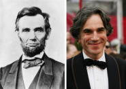 (FILE PHOTO) In this composite image a comparison has been made between Abraham Lincoln (L) and Actor Daniel Day-Lewis. Oscar hype begins this week with the announcement of the nominations for the 69th annual Golden Globes and the 18th Annual Screen Actors Guild Awards. Luise Rainer became the first actress to receive an Academy Award for her role in the 1936 biopic 'The Great Ziegfeld,' playing stage performer Anna Held. Over half of the last ten Oscars for best actor or actress have been for performances in a biopic. The trend continues this year with the nominations for actors Michelle Williams, Meryl Streep, Viggo Mortensen, Brad Pitt and Leonardo DiCaprio for their roles in 'My Week With Marilyn.' 'The Iron Lady,' 'A Dangerous Method,' 'Moneyball' and 'J Edgar.' ***LEFT IMAGE***1863: Abraham Lincoln, (1809 - 1865), the 16th President of the United States of America poses in circa1863. (Photo by Alexander Gardner/Getty Images)***RIGHT IMAGE***HOLLYWOOD - FEBRUARY 24: Actor Daniel Day-Lewis arrives at the 80th Annual Academy Awards held at the Kodak Theatre on February 24, 2008 in Hollywood, California. (Photo by Frazer Harrison/Getty Images)