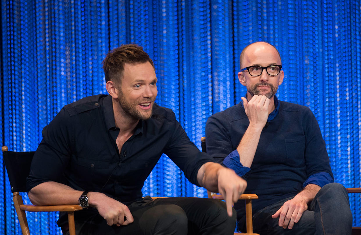 HOLLYWOOD, CA - MARCH 26:  Joel McHale (L) and Jim Rash attend The Paley Center For Media's PaleyFest 2014 Honoring 