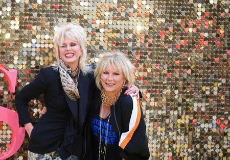 Joanna Lumley (L) and Jennifer Saunders arrive for the world premiere of ''Absolutely Fabulous'' at Leicester Square in London, Britain June 29, 2016. REUTERS/Paul Hackett/Files