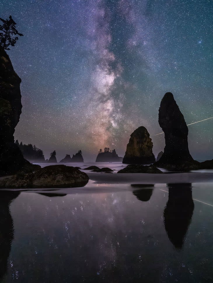Lucky shooting star at Shi Shi Beach in the Olympic National Park.