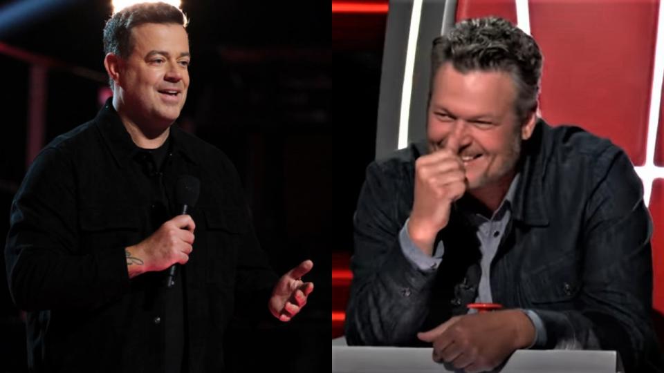 Carson Daly and Blake Shelton on The Voice.