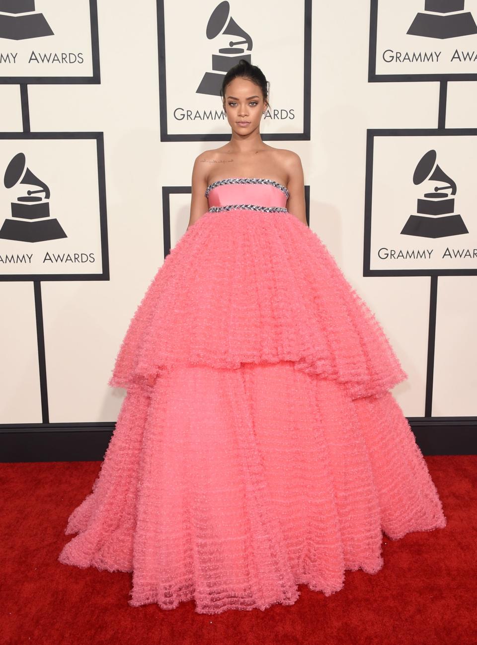 rihanna fashion evolution  pink dress