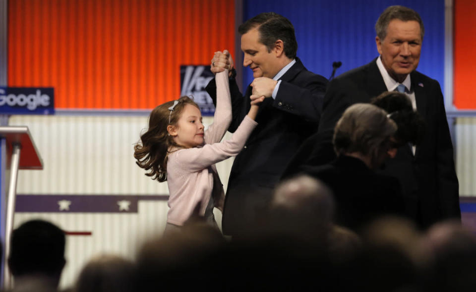 Ted Cruz dances with one of his daughters. 