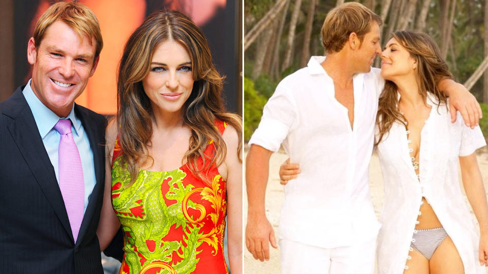 Liz Hurley paid tribute to Shane Warne with a series of beautiful snaps during happier times together. Pic: AAP/Instagram