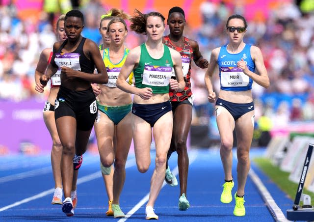 Laura Muir, right, safely came through her heat 