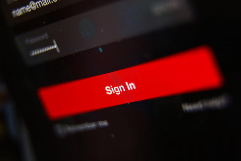 A closeup of the 'Sign In' button on Netflix