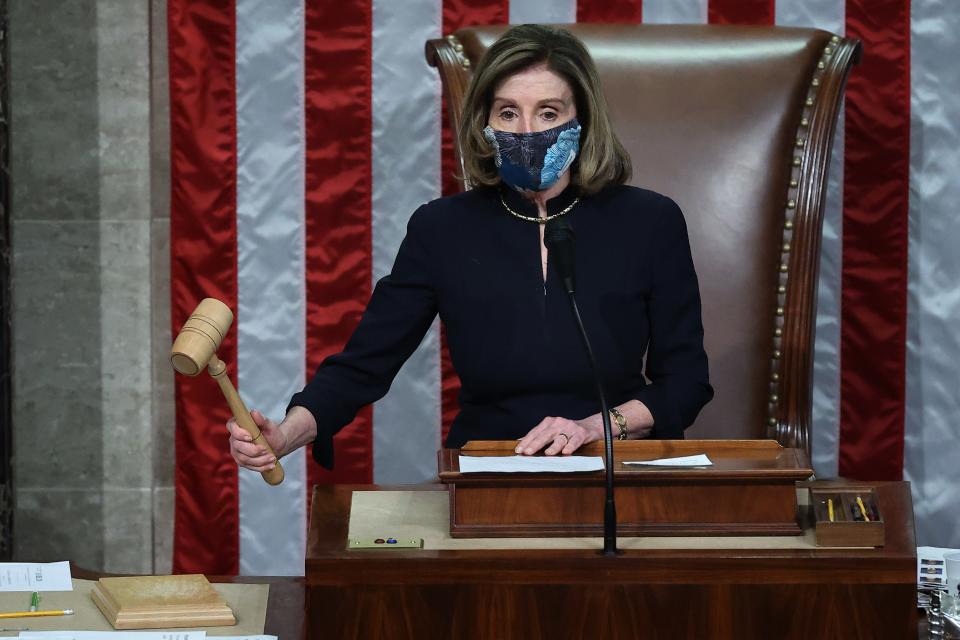 Pelosi at the January 13, 2021 impeachment hearing.