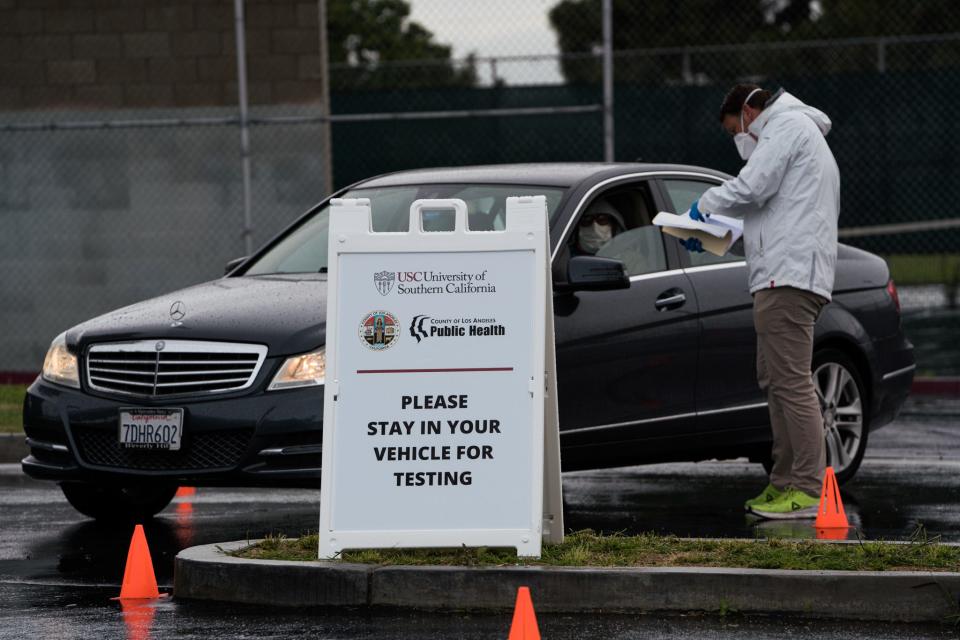 Volunteers drove up to testing sites in Los Angeles County. 