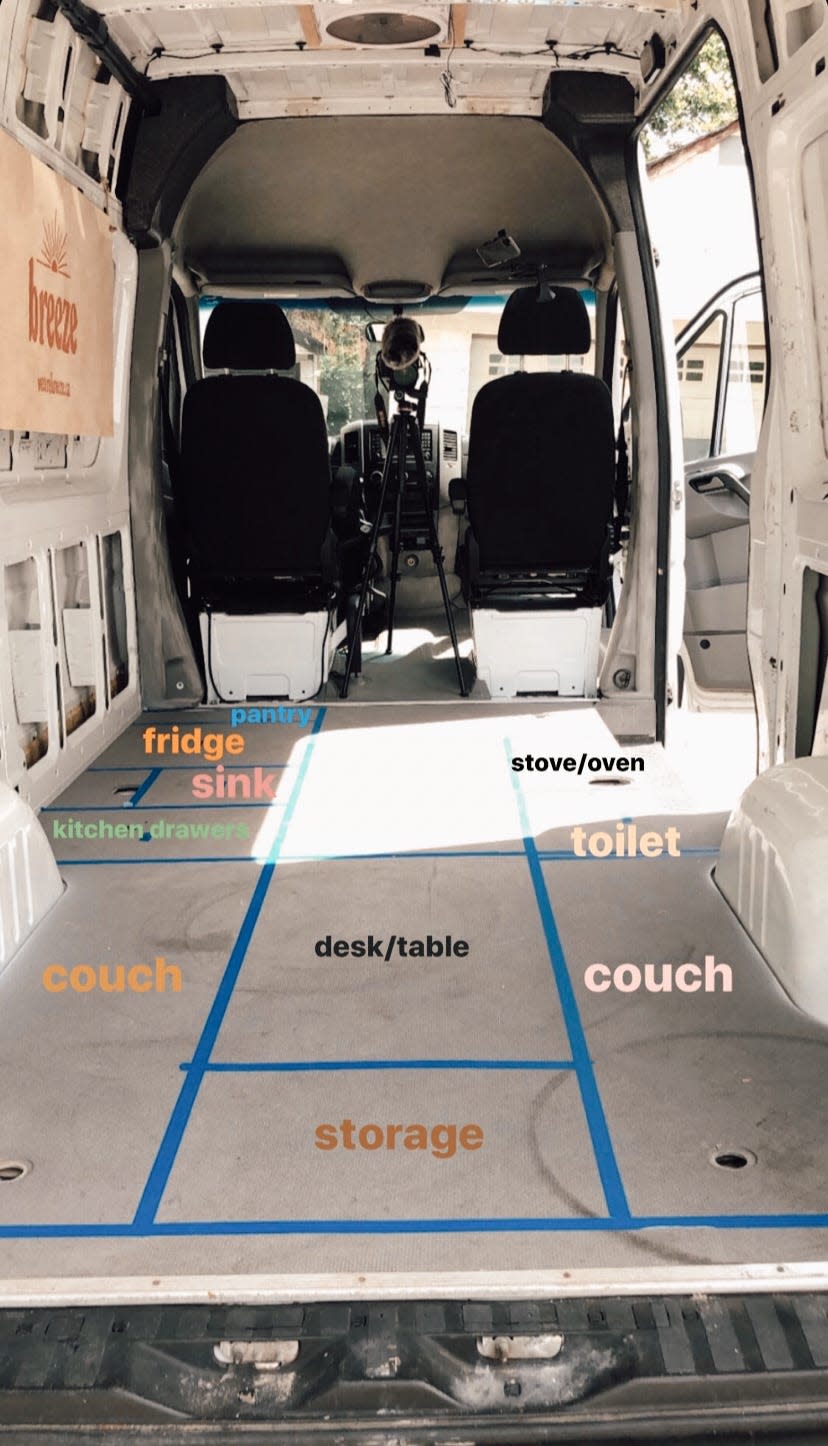 A plan used by Nick and Sabrina to map out the van's interiors.