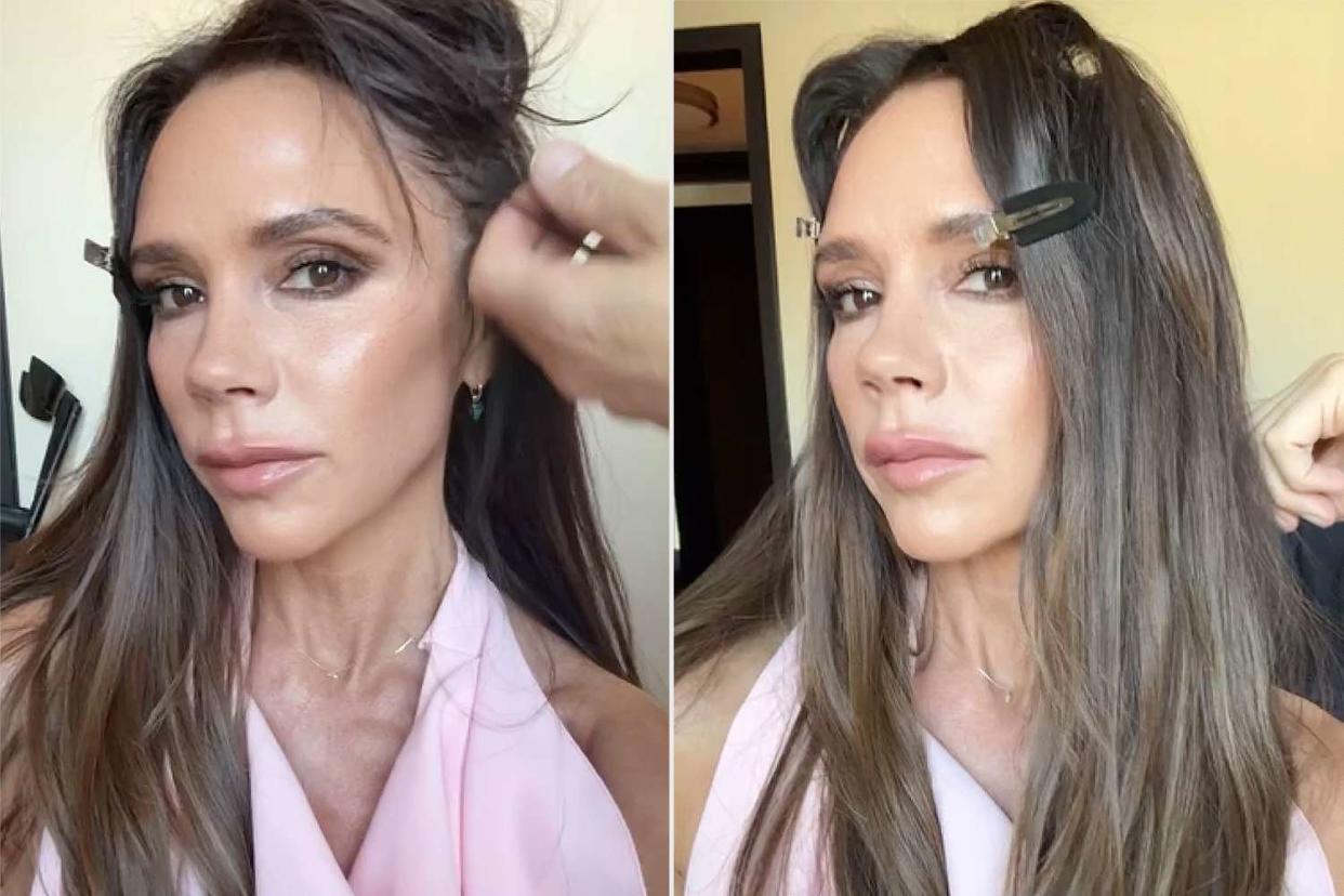 <p>Victoria Beckham/Instagram</p> Victoria Beckham shares a behind-the-scenes look at her makeup prep before an event.