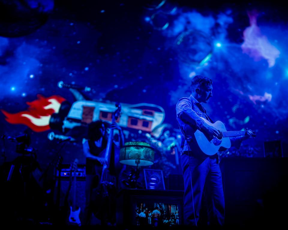 Tyler Childers performs during his Mule Pull ’24 Tour concert at Bridgestone Arena in Nashville, Tenn., Thursday, April 18, 2024.