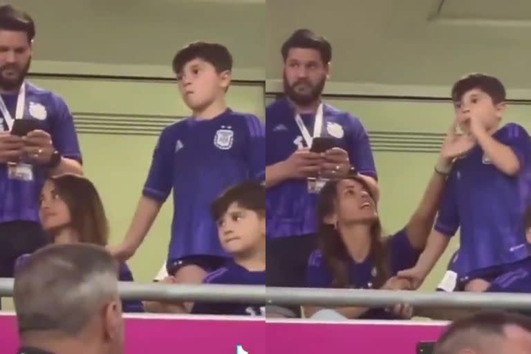 Mateo Messi se mandó una travesura en Argentina vs. Australia y Antonela Roccuzzo lo retó