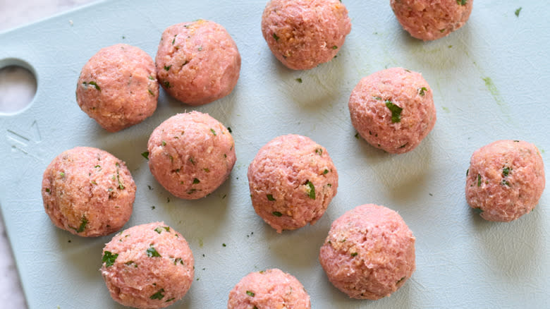 uncooked turkey meatballs