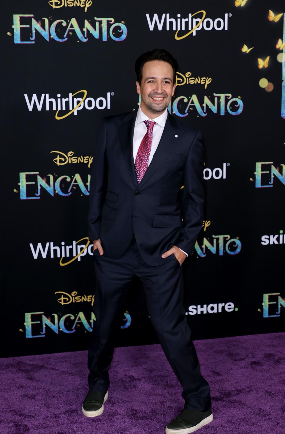 Lin-Manuel arrives for the 2018 "Encanto" premiere in Los Angeles