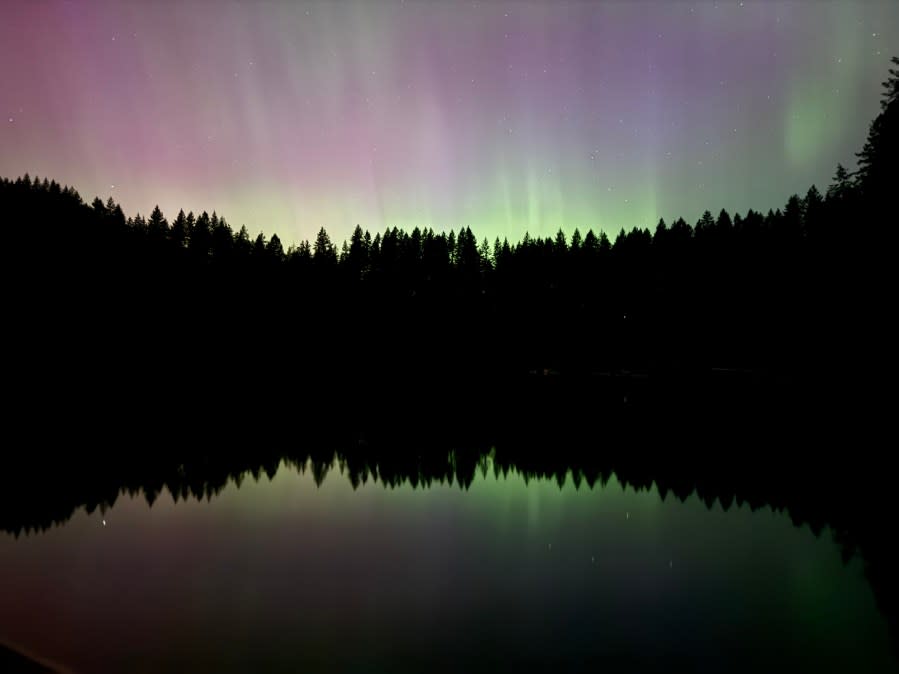 The Northern Lights from Battle Ground State Park in Washington on May 11, 2024. (Courtesy: Alyssa Chervenka)