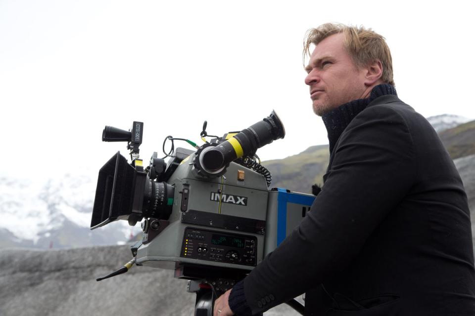 Christopher Nolan with an IMAX camera on 'Interstellar' (Warner Bros.)