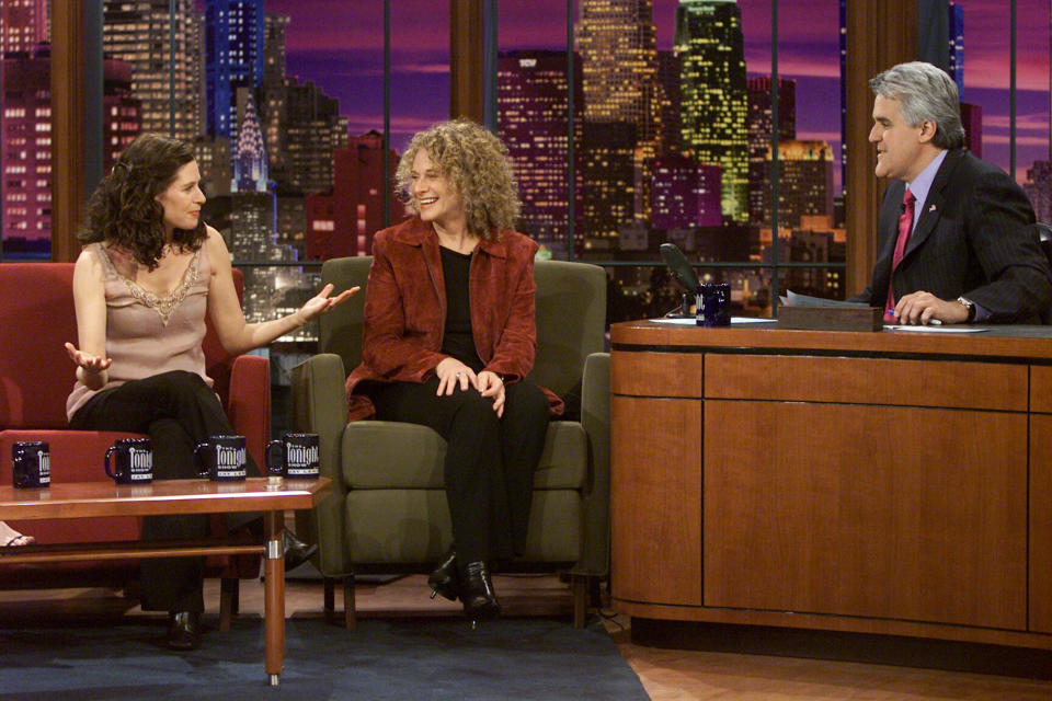Louise Goffin and Carole King on 'The Tonight show with Jay Leno, in 2002 (Photo: Paul Drinkwater/NBC/NBCU Photo Bank)