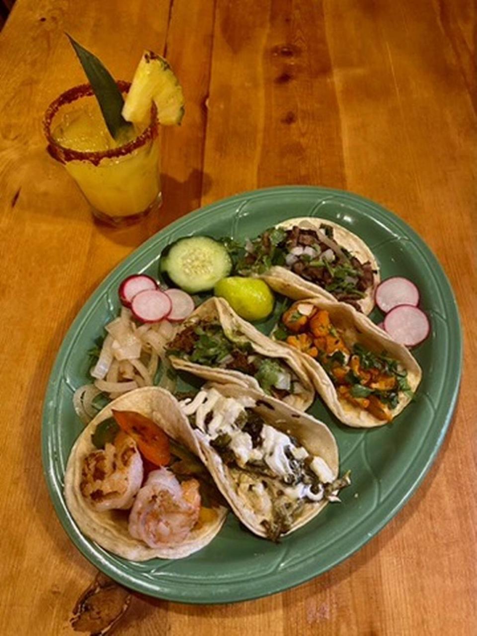 For Crave Taco Week 2024, El Rancho Tapatio will have Asada, Carnitas and Barbacoa (one each on plate) or Fajita veggies (with or without shrimp), grilled rajas with cojita, cauliflower pastor (one each on plate.)