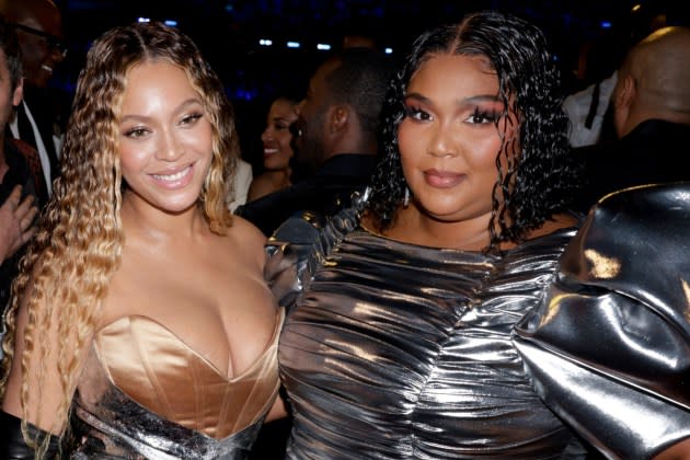 Beyonce and Lizzo at the 2023 Grammy Awards - Credit: Francis Specker/CBS via Getty Images