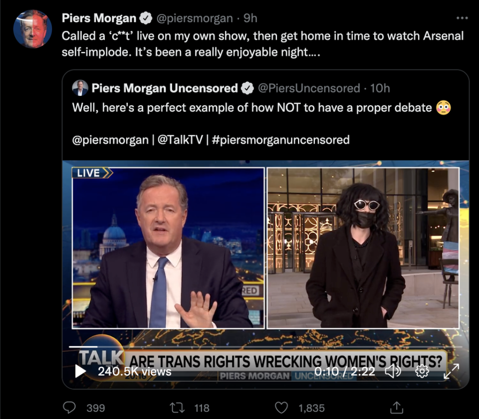 Piers Morgan went on to address the moment on Twitter (Twitter)
