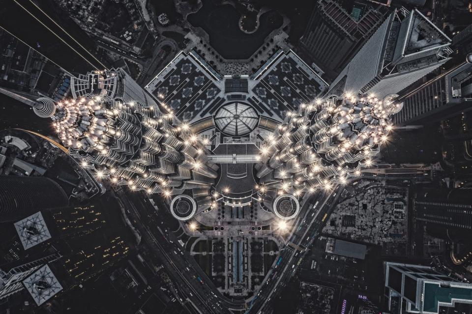 Drone Photo Awards, Petronas Towers in Kuala Lumpur.