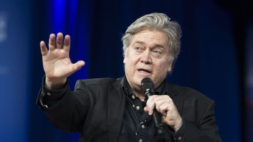 Steve Bannon speaks at the Conservative Political Action Conference on Feb. 23 in National Harbor, Md.