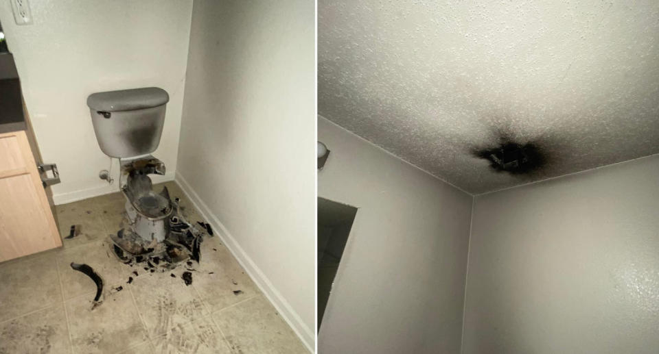 Toilet destroyed by lightning