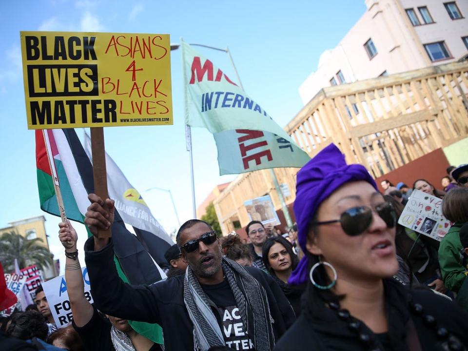 Manifestación de activistas en el Día de Martin Luther King Jr. en 2015 (Getty)