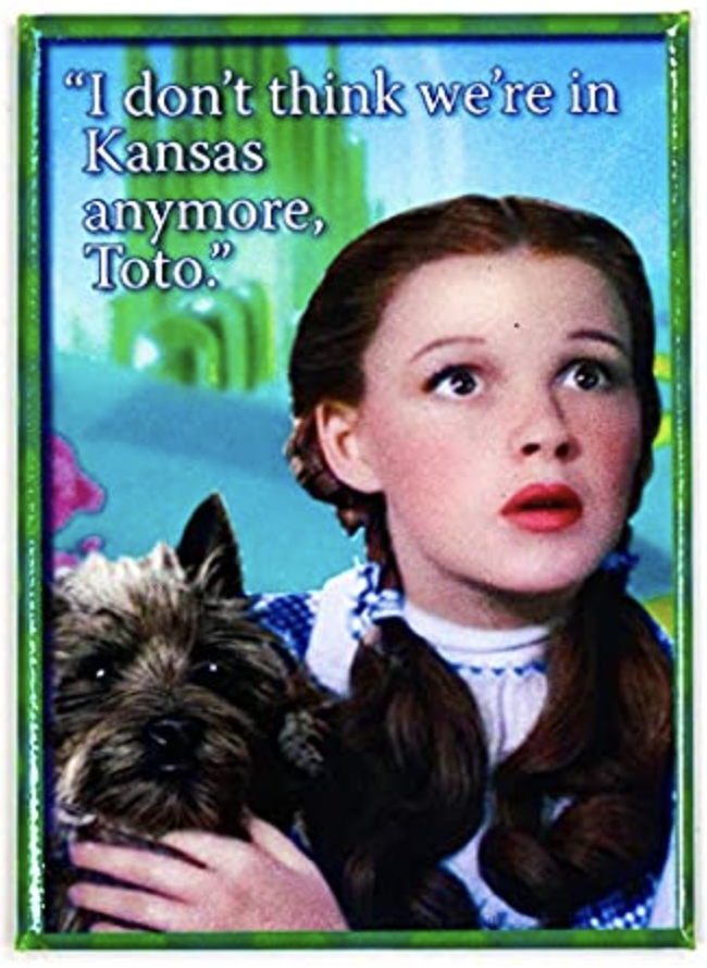 "I Don't Think We're In Kansas Anymore, Toto”