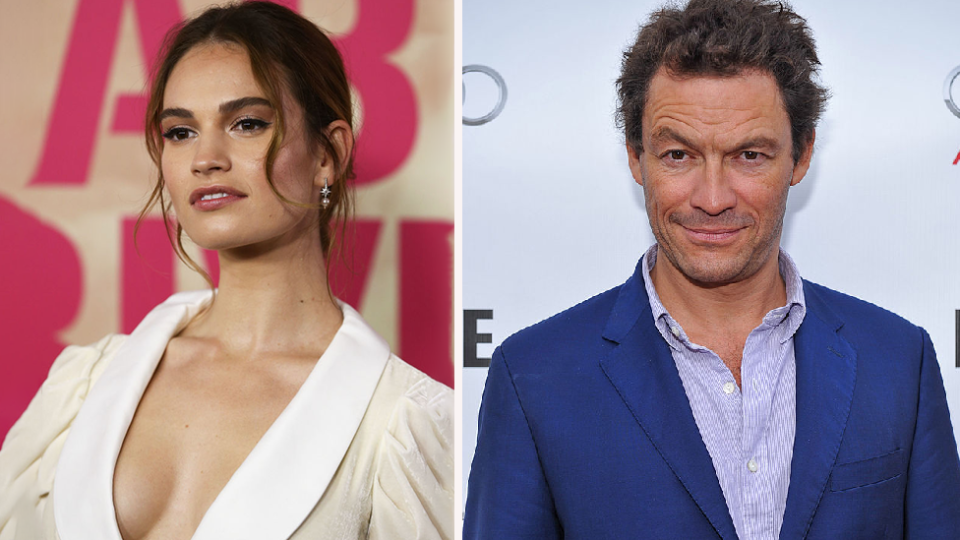 Lily James (left) co-star lover Dominic West (right)