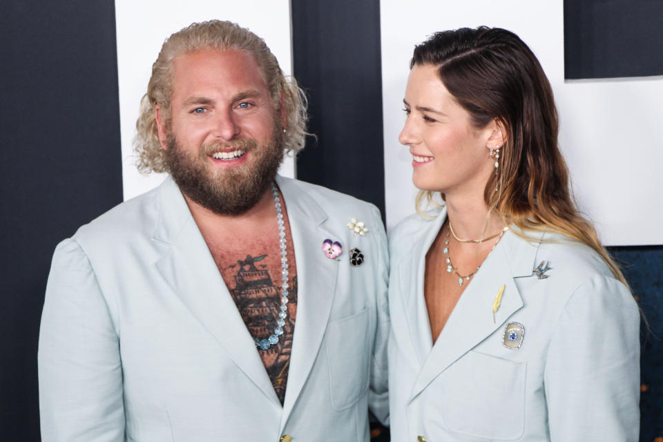 MANHATTAN, NEW YORK CITY, NEW YORK, USA - DECEMBER 05: Actor Jonah Hill and girlfriend Sarah Brady arrive at the World Premiere of Netflix's 'Don't Look Up' held at Jazz at Lincoln Center on December 5, 2021 in Manhattan, New York City, New York, United States. (Photo by Jordan Hinton/Image Press Agency/Sipa USA)