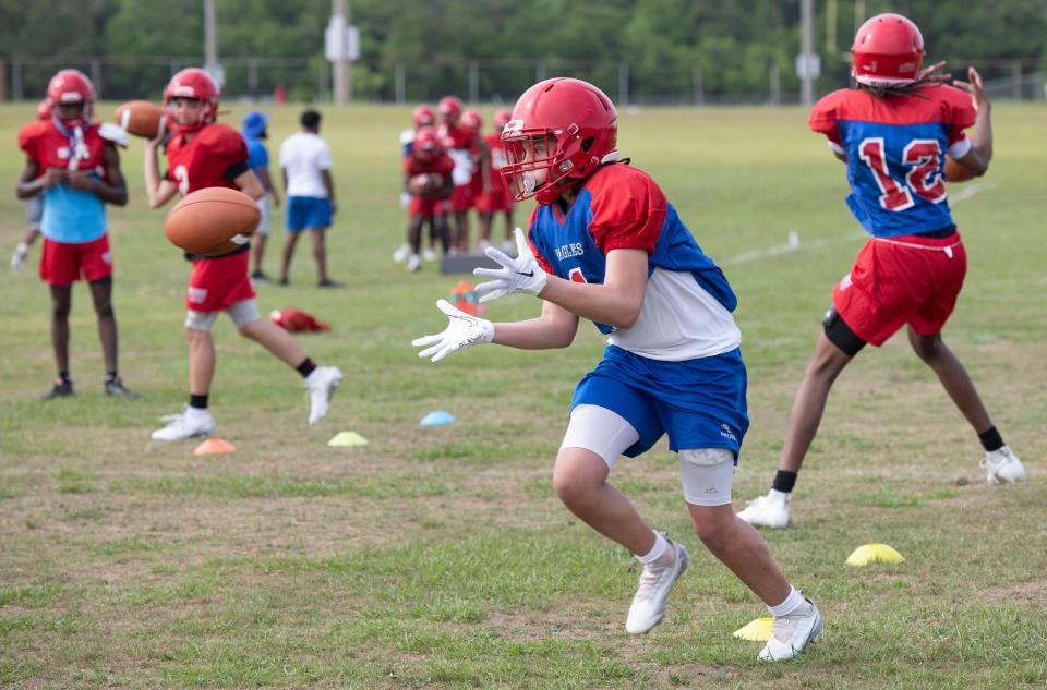 The Pine Forest Football team knocks off the rust and hone their skills during spring football practice on Thursday, May 2, 2024.