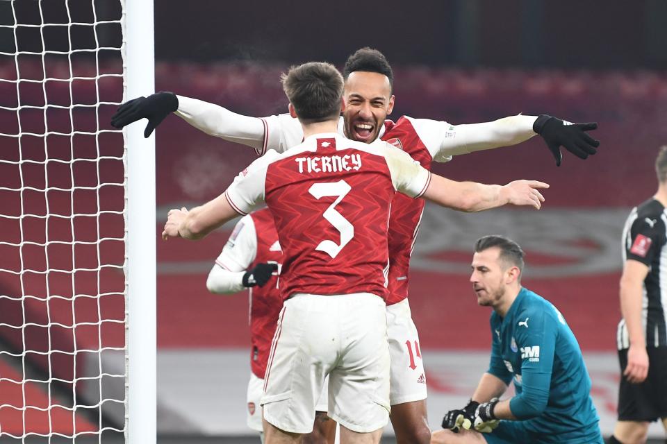 Aubameyang found the net during Saturday’s FA Cup win over Newcastle.Arsenal FC via Getty Images