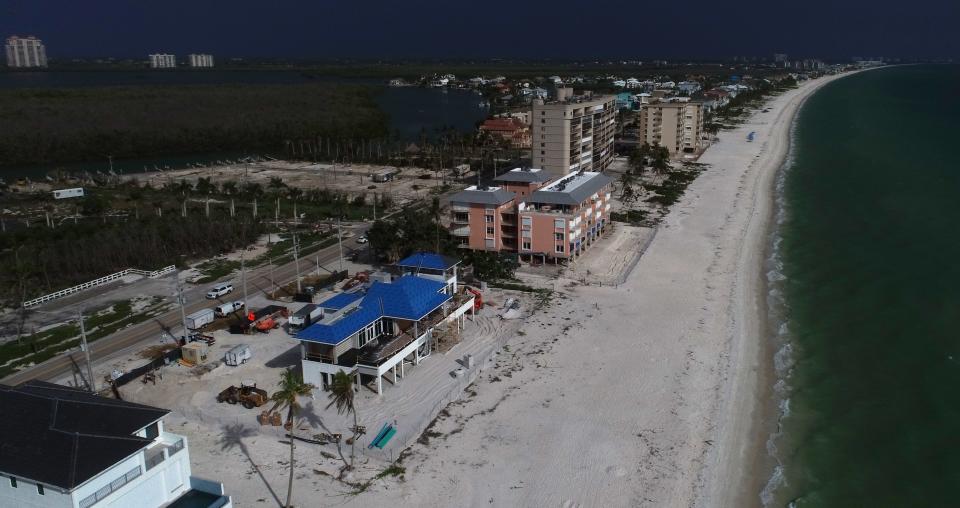 This aerial view along part of the beach coastline in Bonita Springs was photographed August 8.