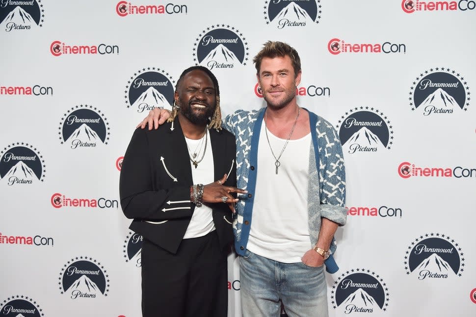 Brian Tyree Henry and Chris Hemsworth at Paramount Pictures' presentation during CinemaCon