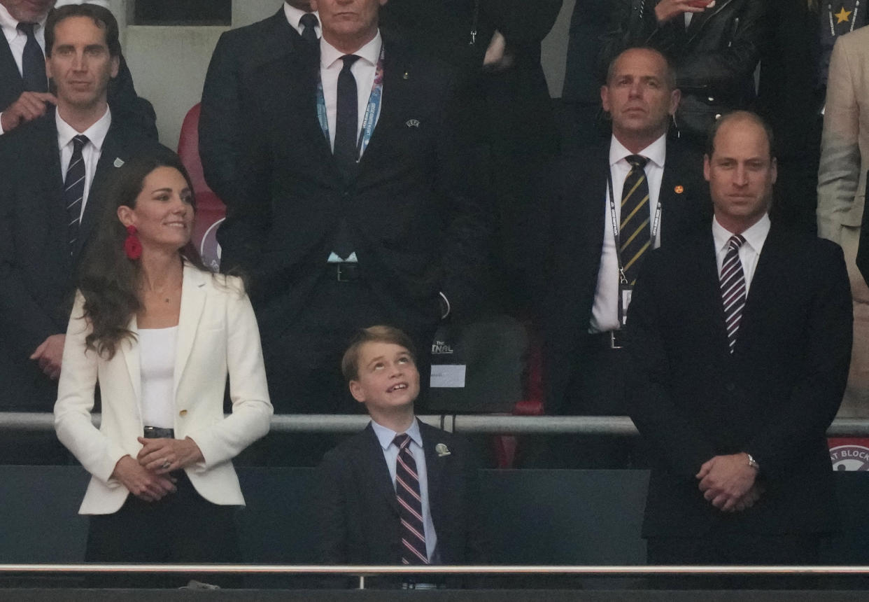 Prince George with parents Prince William and Kate Middleton at Euro 2020 final (FRANK AUGSTEIN / POOL/AFP via Getty Images)