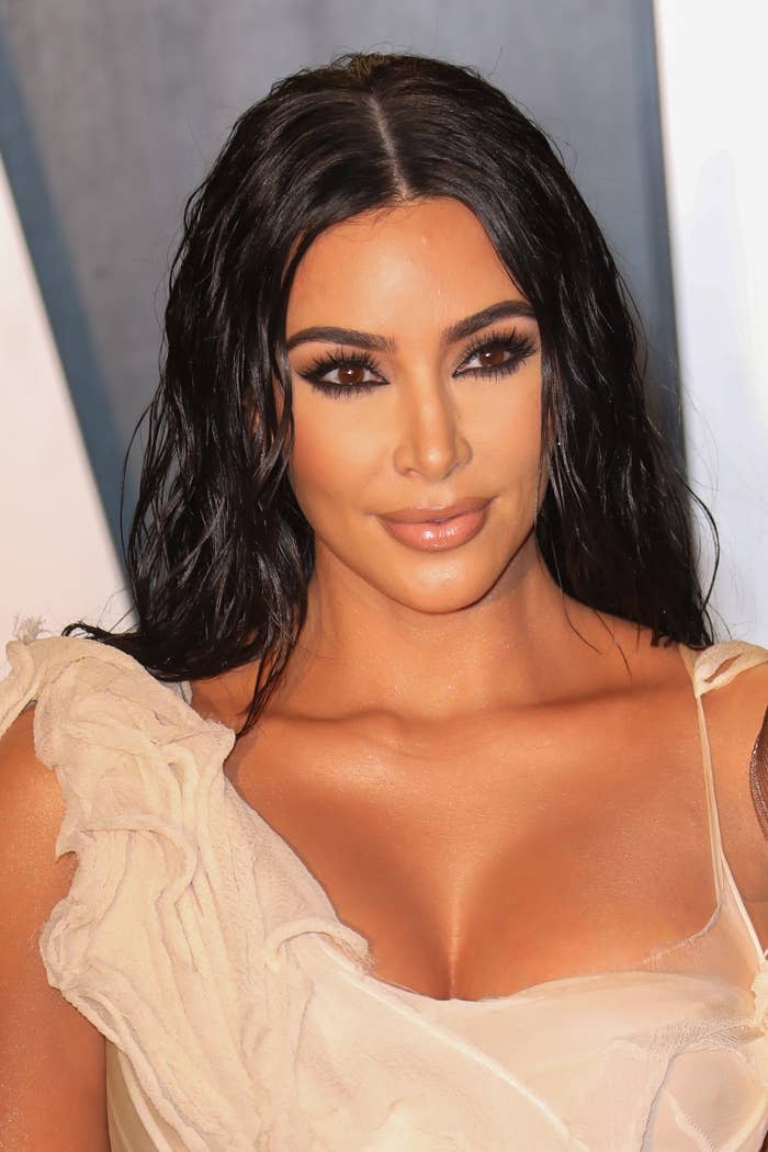 Kim Kardashian is photographed at the 2020 Vanity Fair Oscar Party