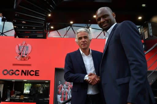 Patrick Vieira (R) is the new coach at Nice