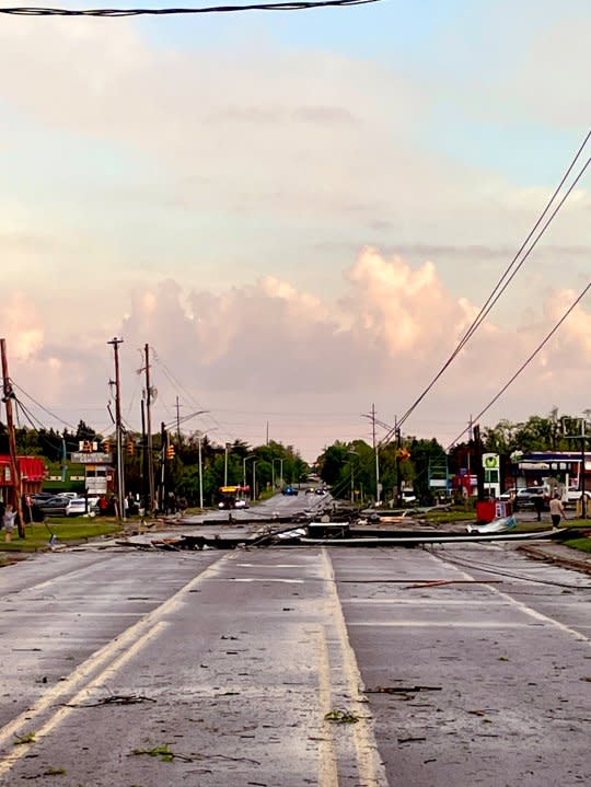 Storm damage at intersection of S. Westnedge Avenue and Garden Lane in Portage on May 7, 2024. (Courtesy Michigan State Police)