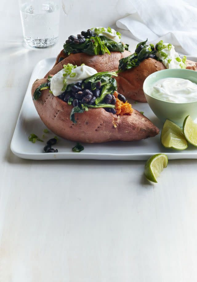 Sweet Potatoes Stuffed with Black Beans and Spinach