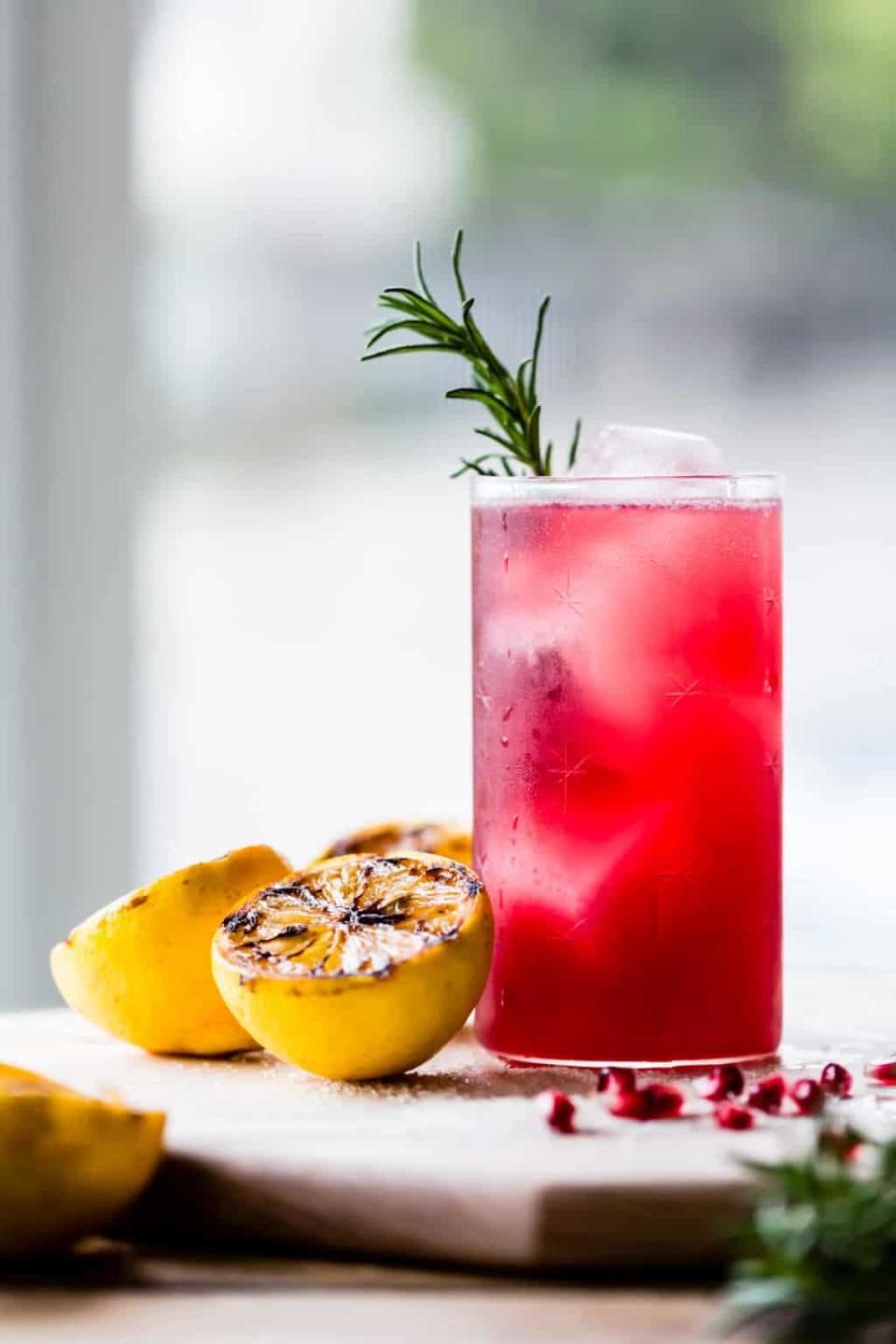 Grilled Meyer Lemon Pomegranate Punch